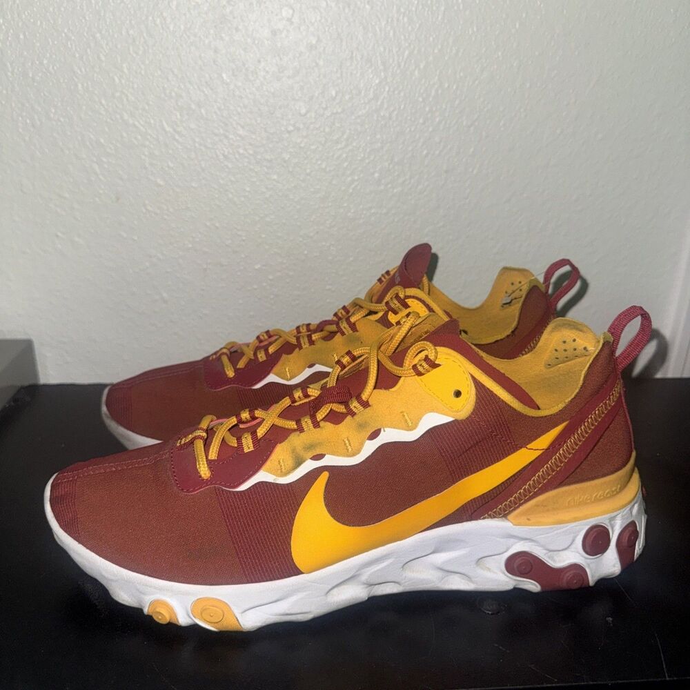 Nike React Element 55 USC Trojans Red Gold NCAA CK4853-600 Men's Size 10.5 - Picture 3 of 7